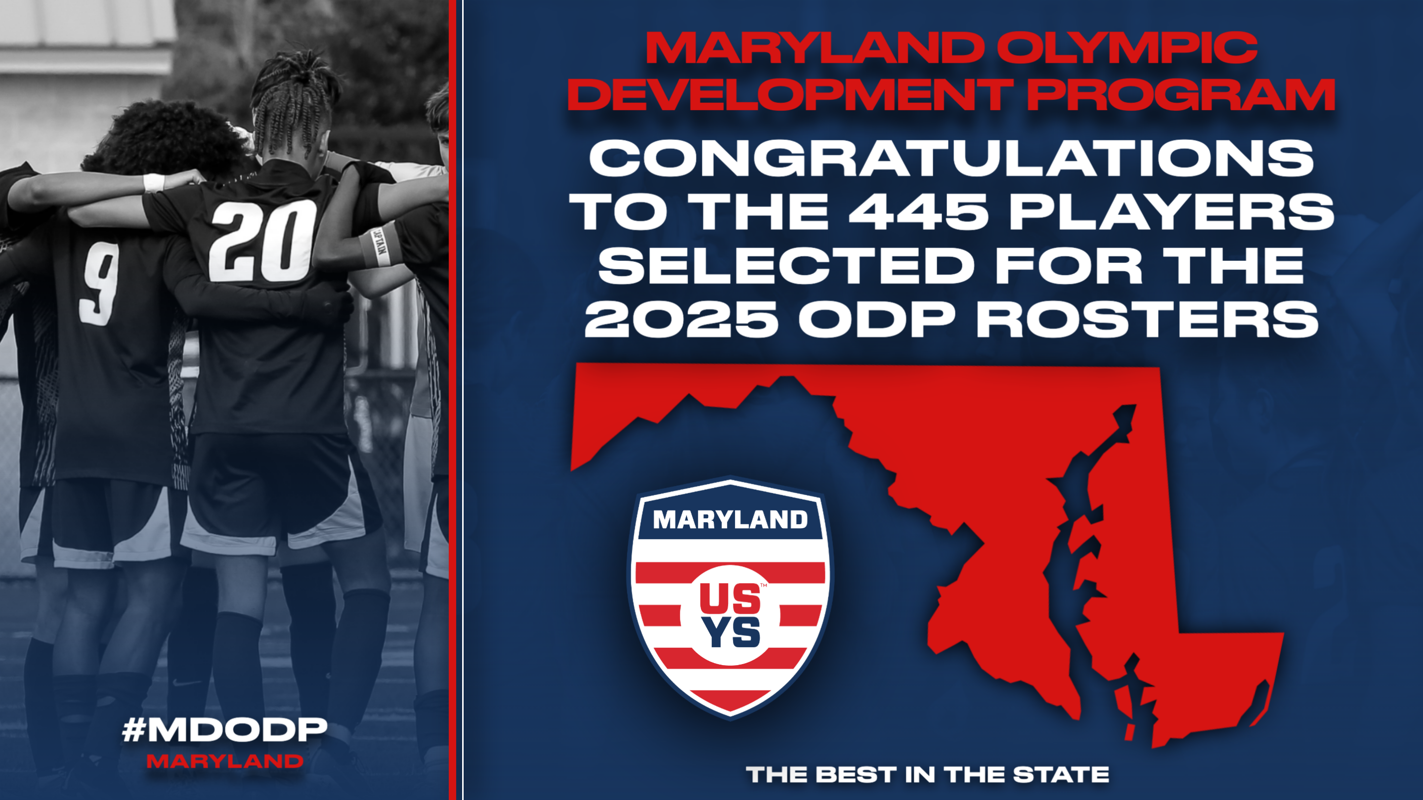 Congratulations 2025 Maryland ODP Players USYS Maryland
